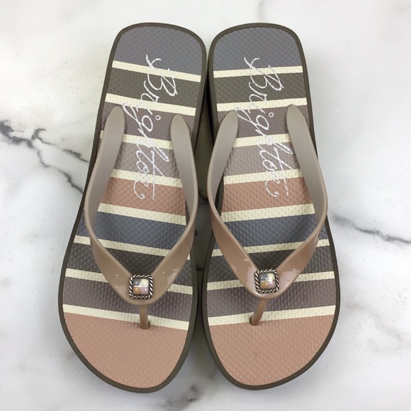 Brighton Shoes - Brighton Striped Platform Flip Flops